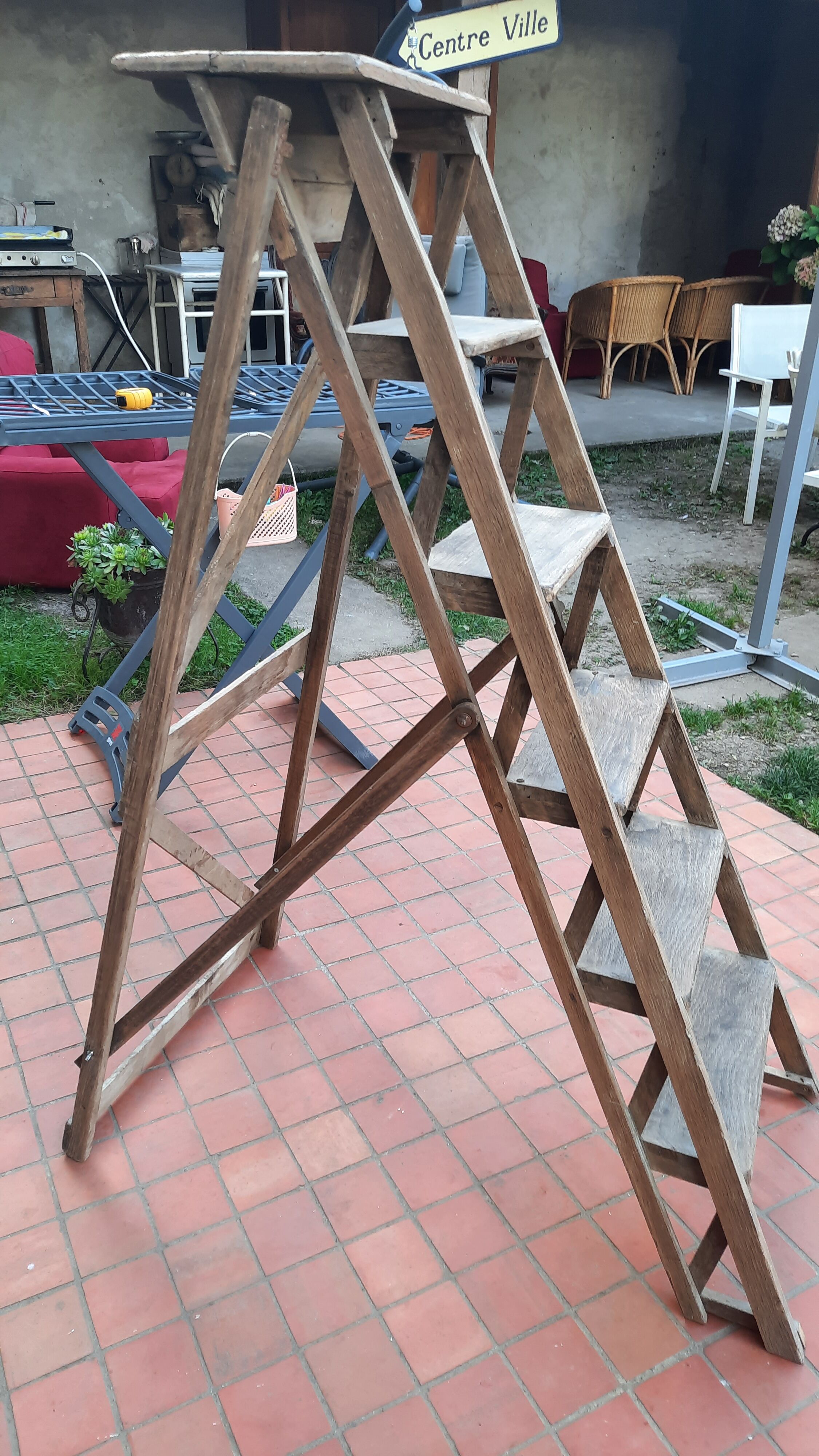 Old wooden stepladder