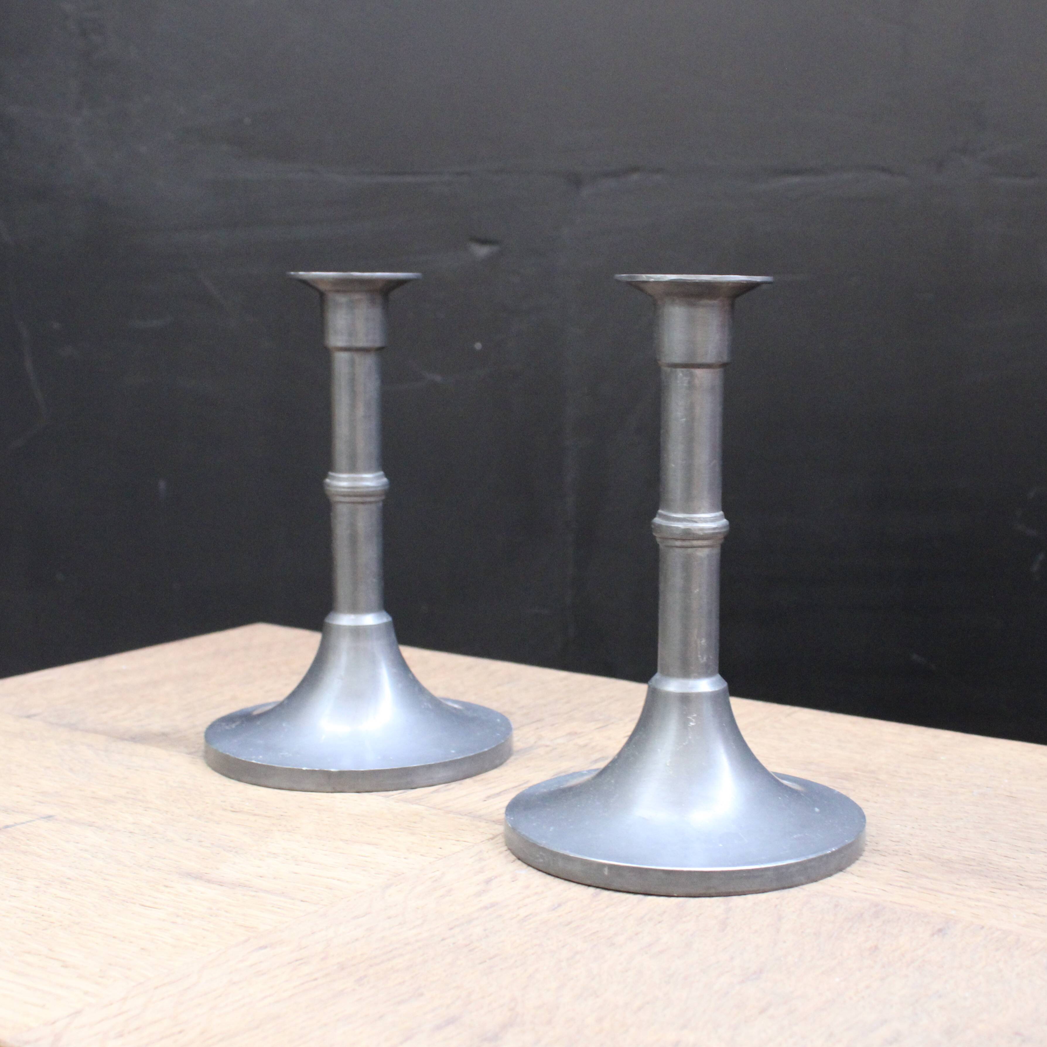 Pewter candlestick candle holders (pair)