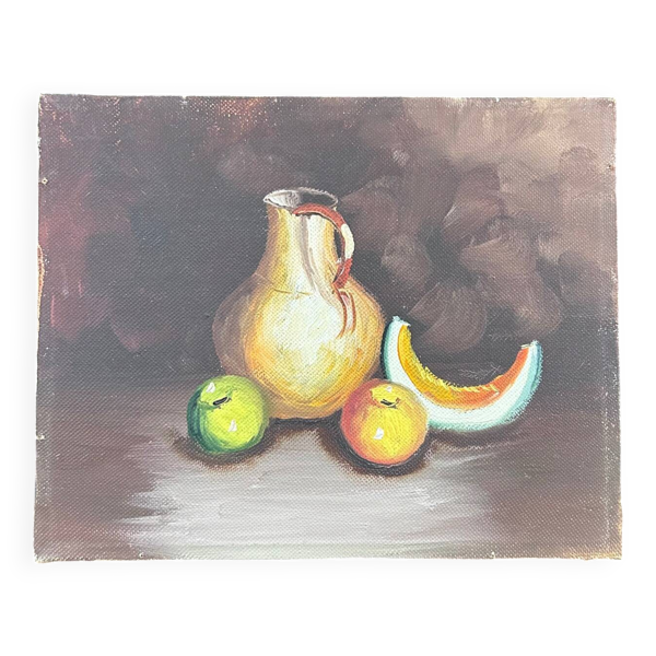 Nature morte pichet et fruits