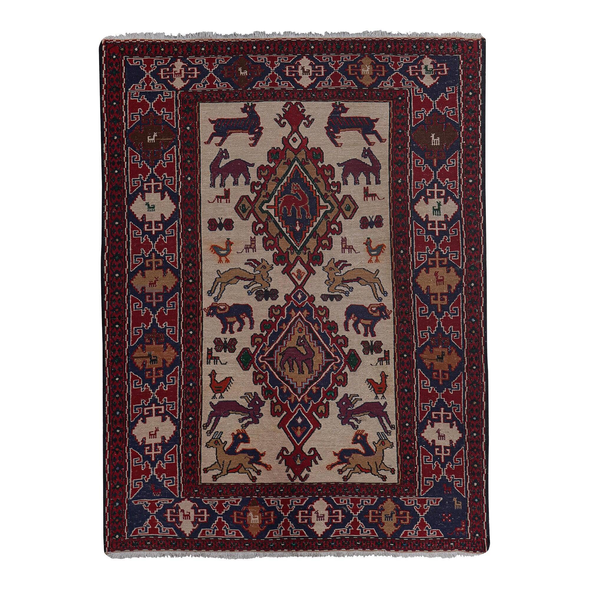 Vintage Turkish kilim handwoven 108x143 cm