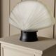 Opaline white Murano glass shell lamp with black metal base – 1980s Italian Memphis-inspired design