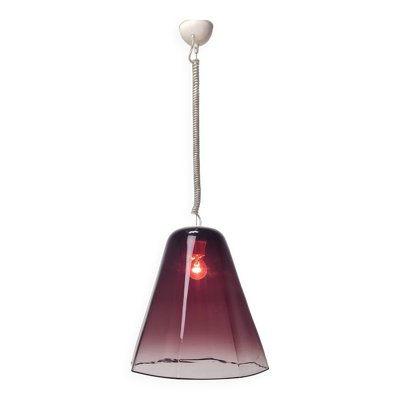 Élégance italienne – Suspension Leucos en verre de Murano violet transparent
