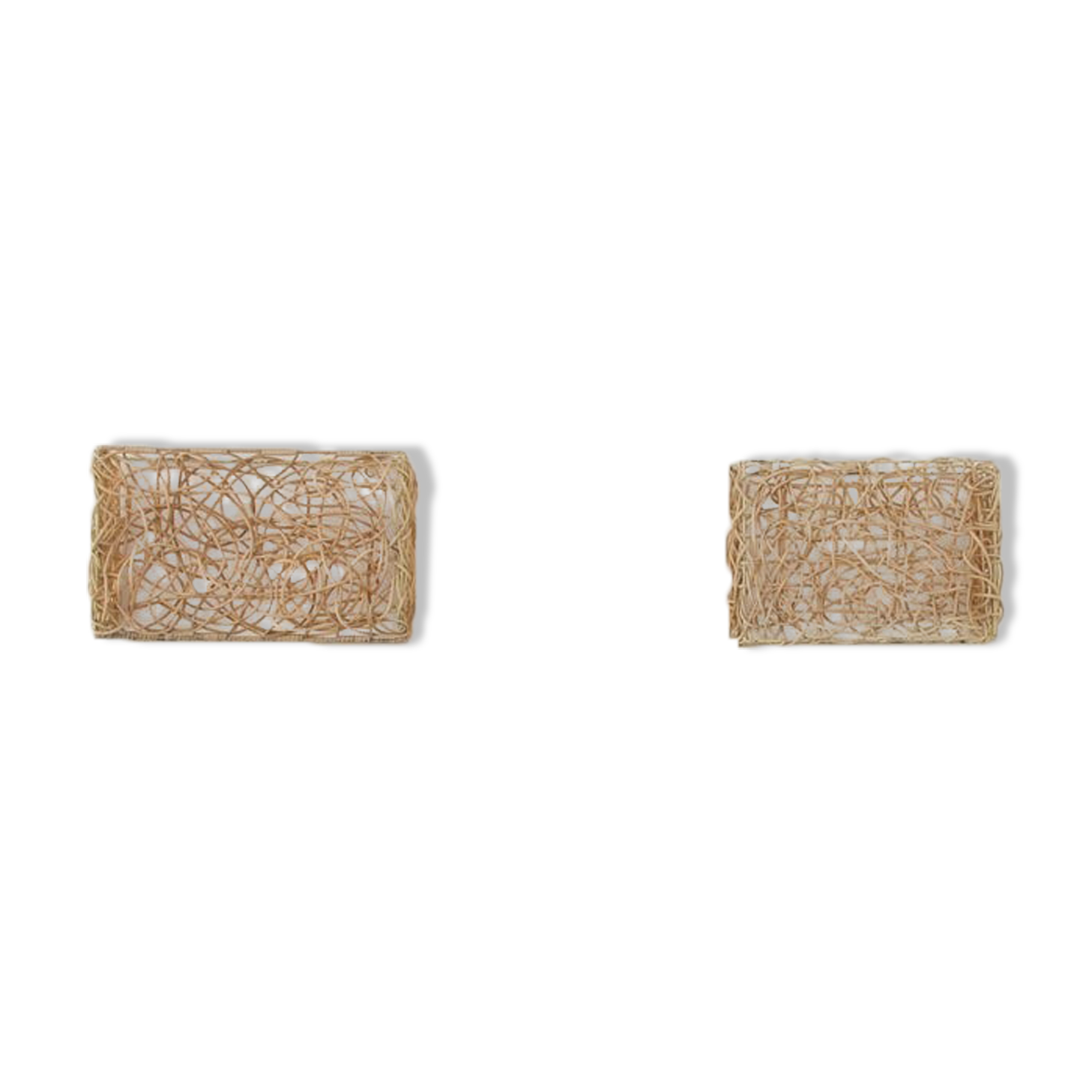 Pair of rattan wall lamps