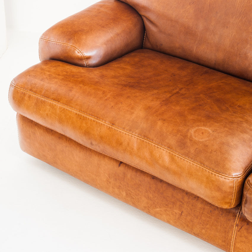 Vintage leather sofa - Convertible into a bed - France, 1990s