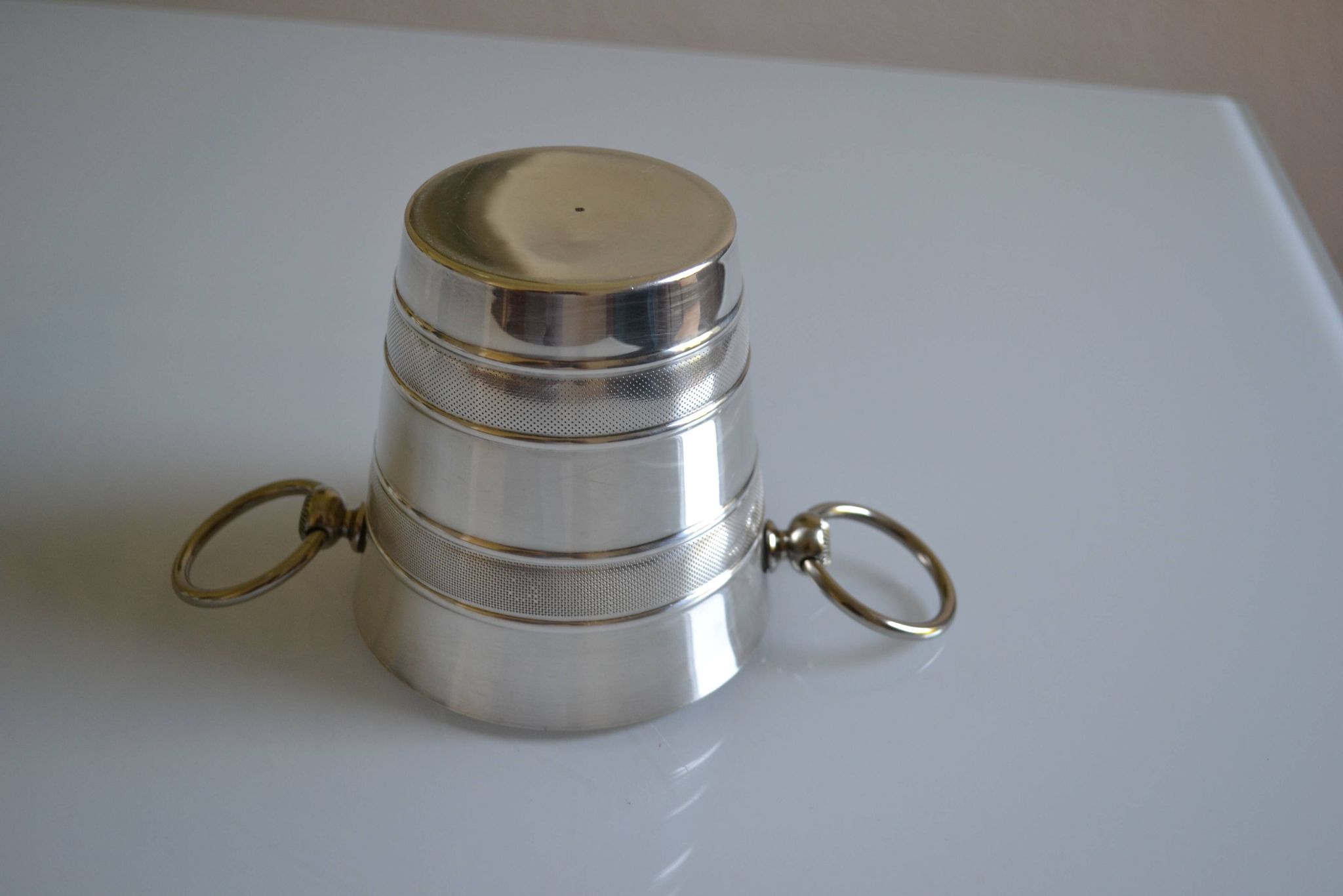 Seau à glace vintage en métal argenté