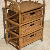 Cabinet with vintage rattan drawers