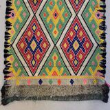 Vintage Turkish Mini Kilim 95x42 cm Wool Small Kelim Runner, shabby Chic