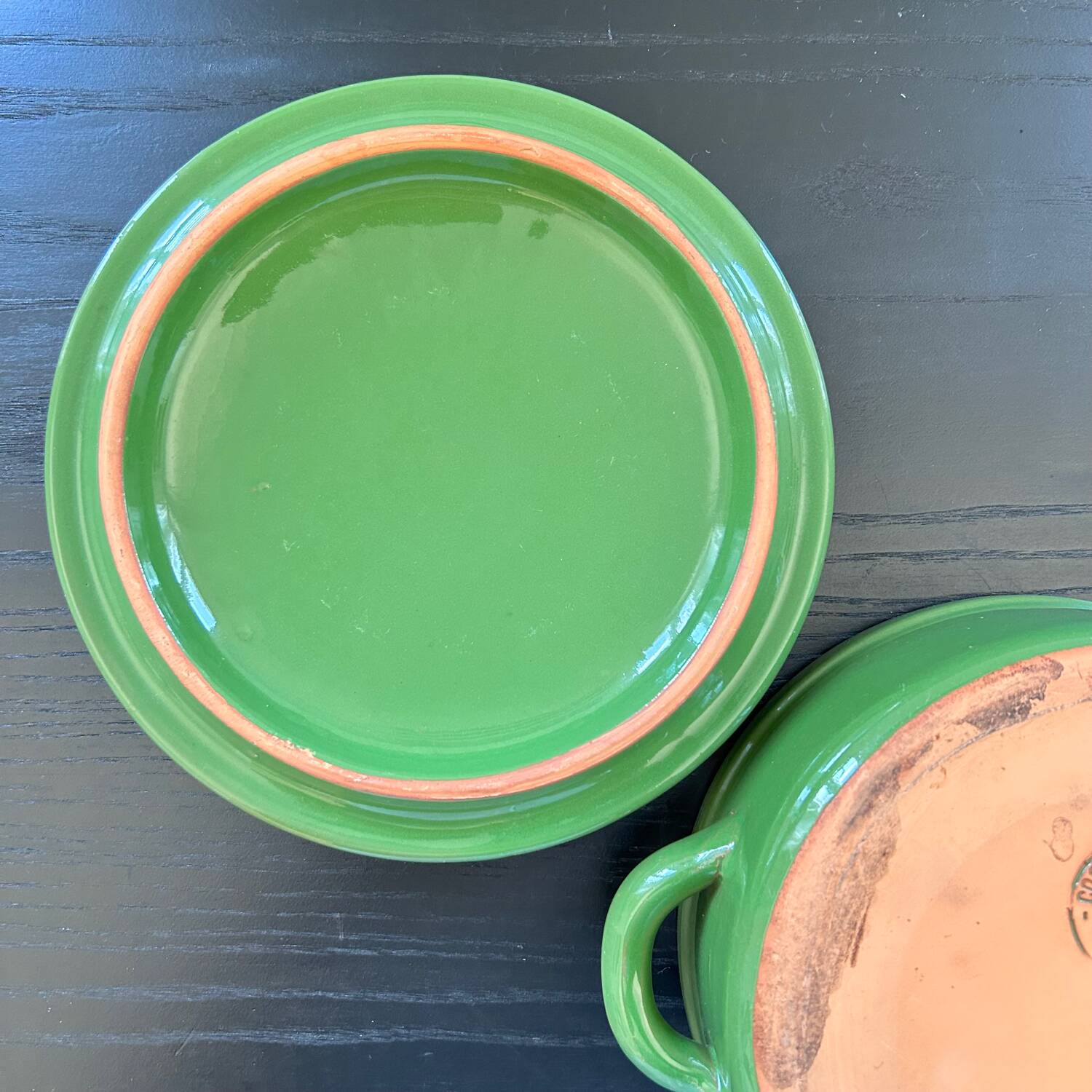 Green ceramic soup tureen