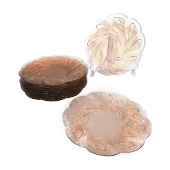 10 assiettes en verre roselines Kig Indonesia