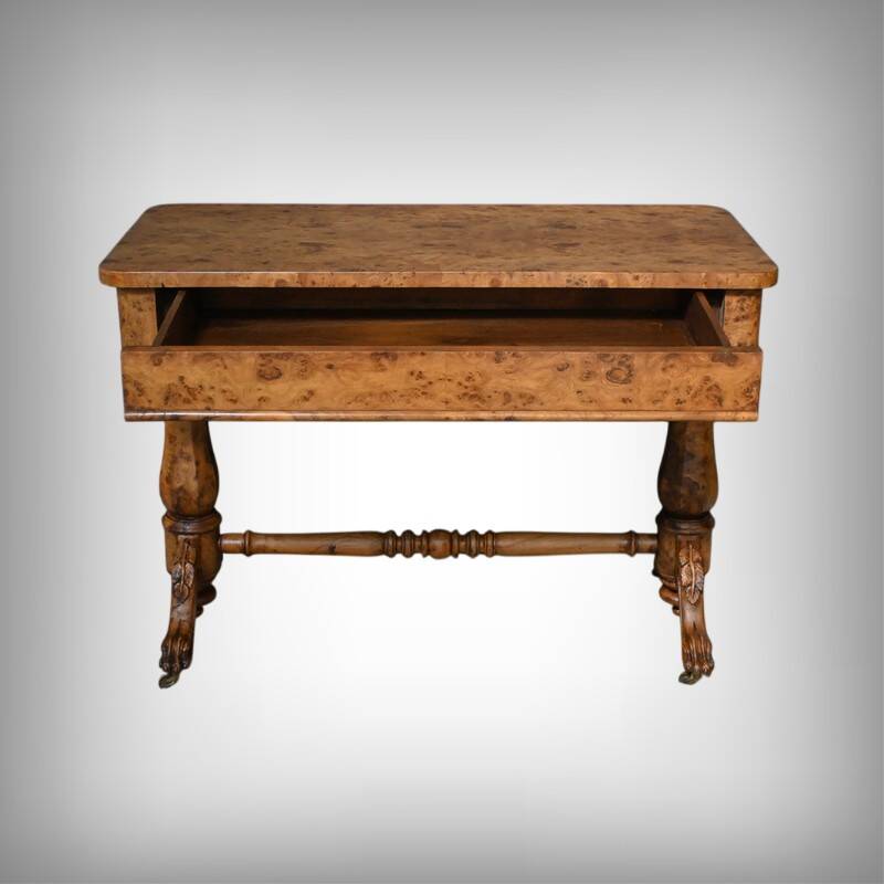 Victorian Amboyna Burl Desk, England – Late 19th Century