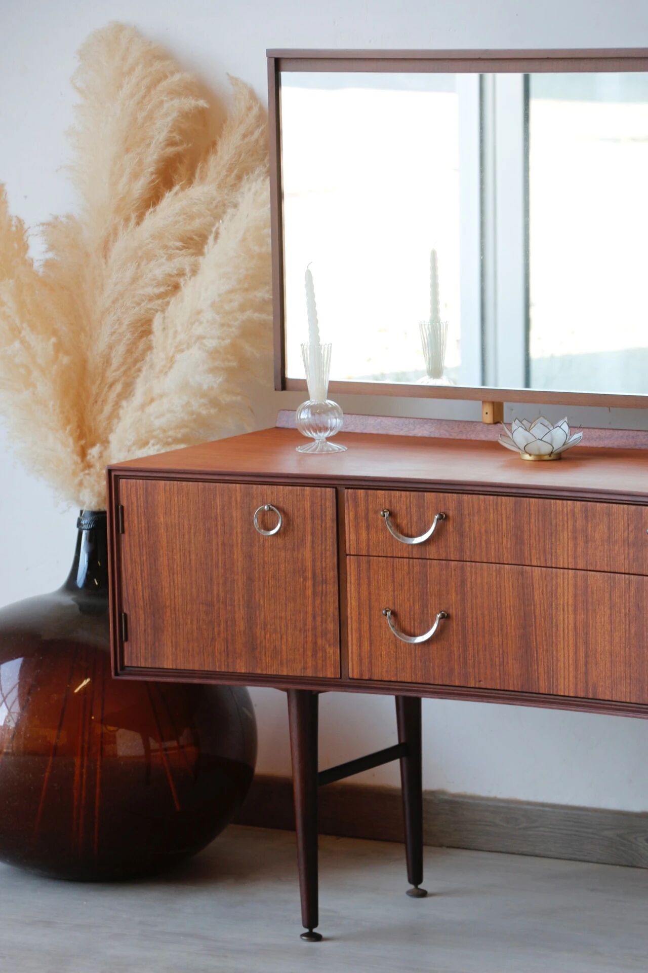 Coiffeuse vintage mid-century en teck (Meredew)