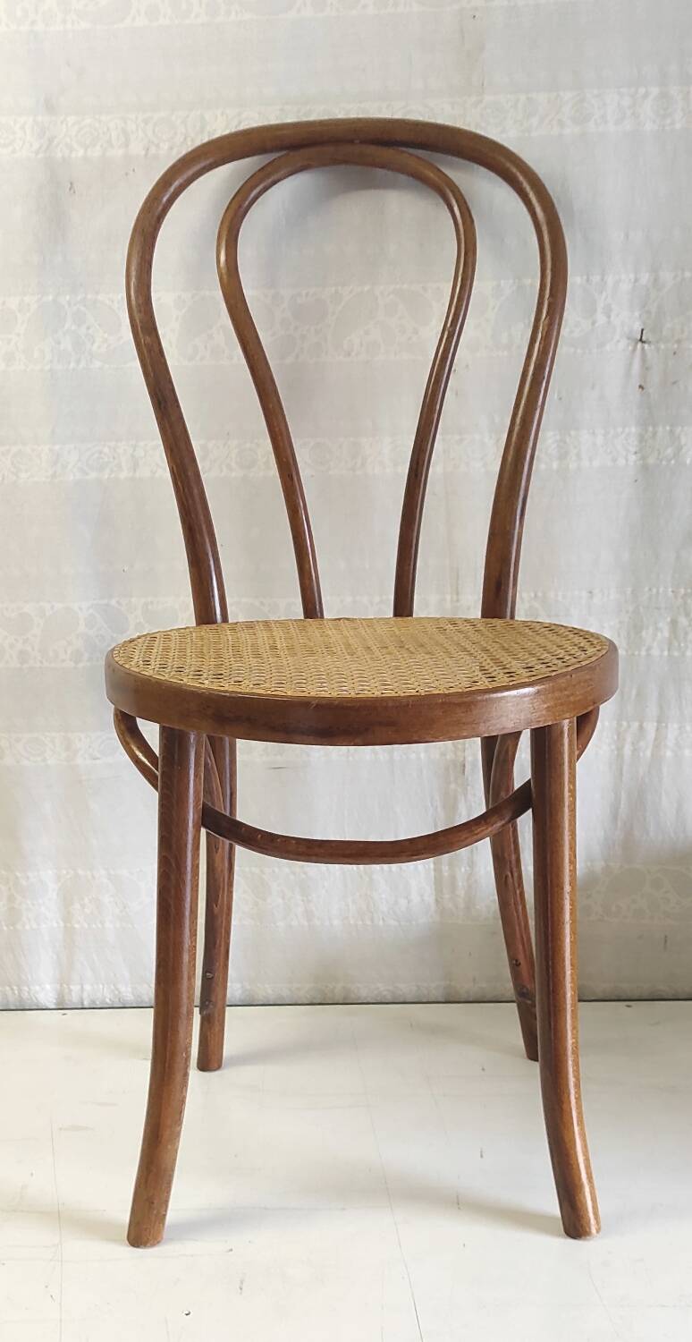 Bistro chair in bentwood and canework - mid. 20th century