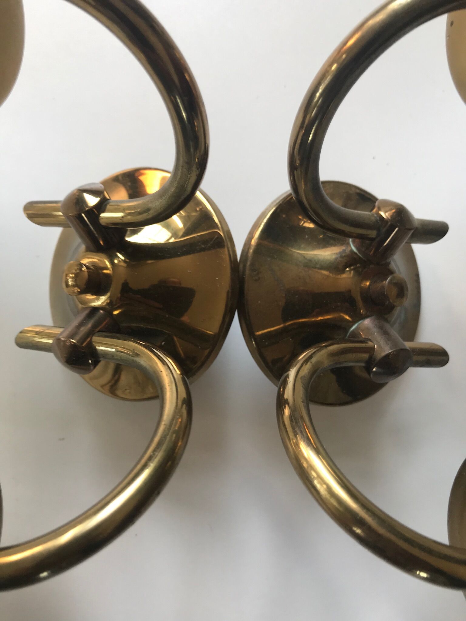 Pair 1960 brass wall light