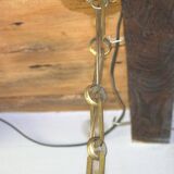 Antique Victorian pendant lamp bobeche glass copper chain suspension