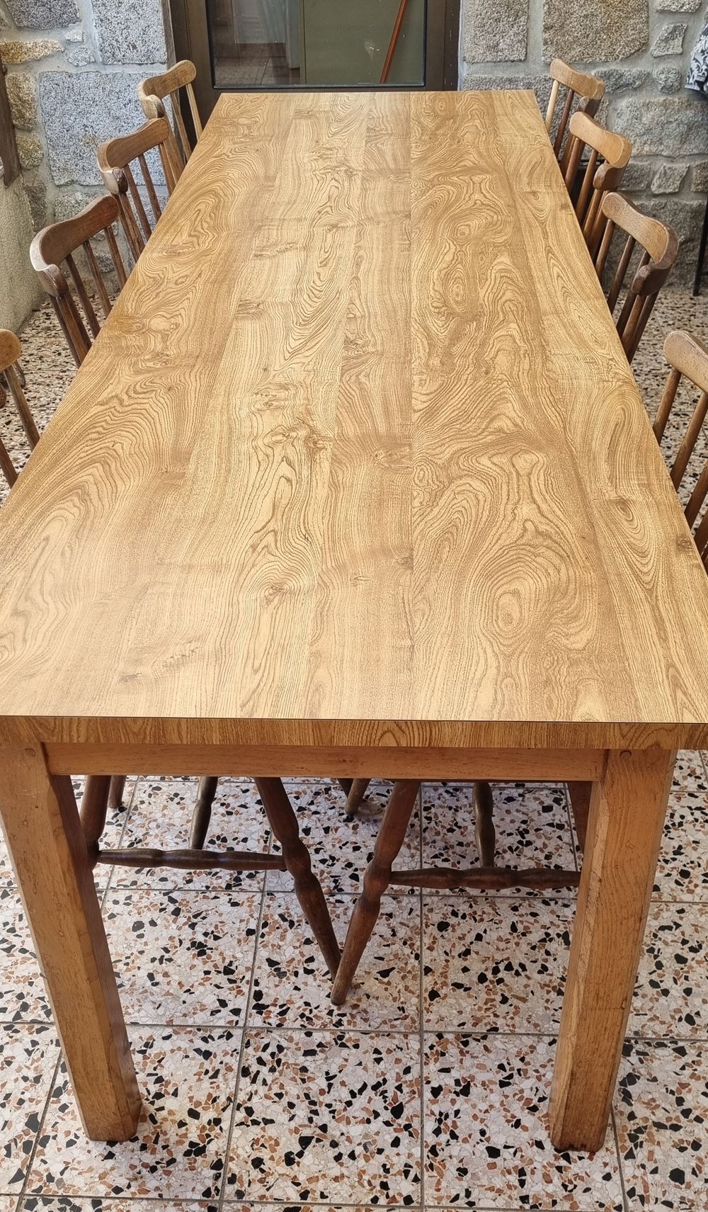 Table formica imitation wood, vintage, 70s