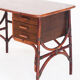 Bureau vintage en rotin et bois à tiroirs France années 1960