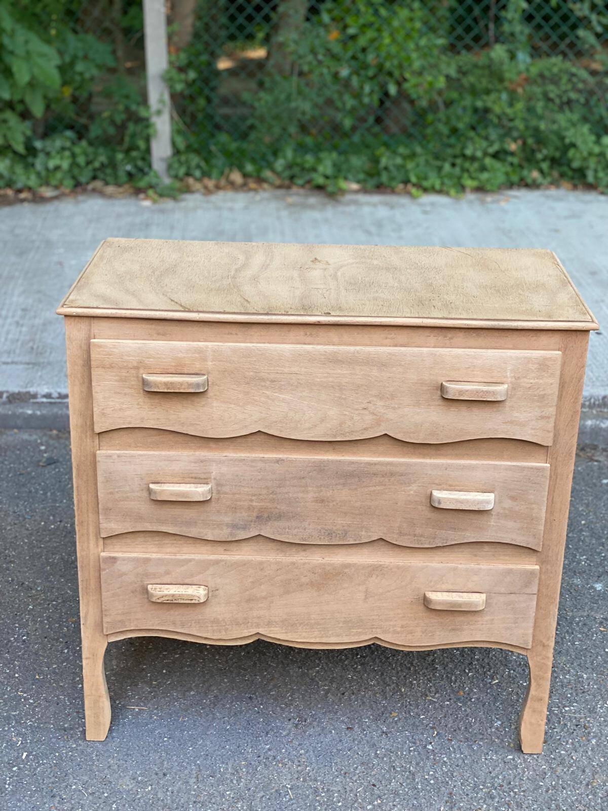 Commode art déco rénovée en bois brut 1930