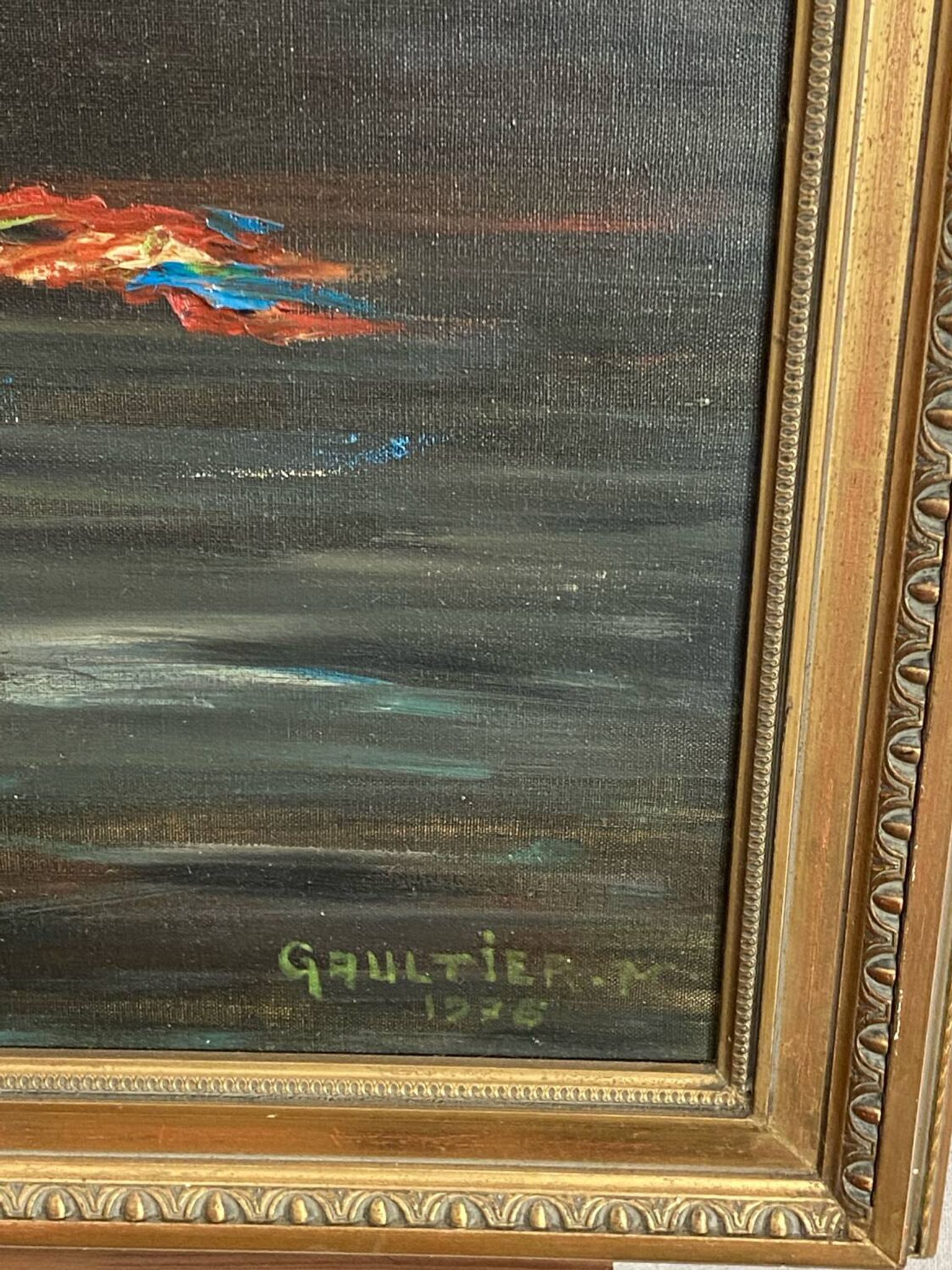 Oil on canvas, still life, framed, large format, Gaultier M
