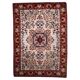 Vintage French Savonnerie wool rug, ivory field & rosace medallion, crimson border, c. 1950s — 202 × 290 cm — 1C1281