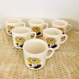 Six vintage coffee cups