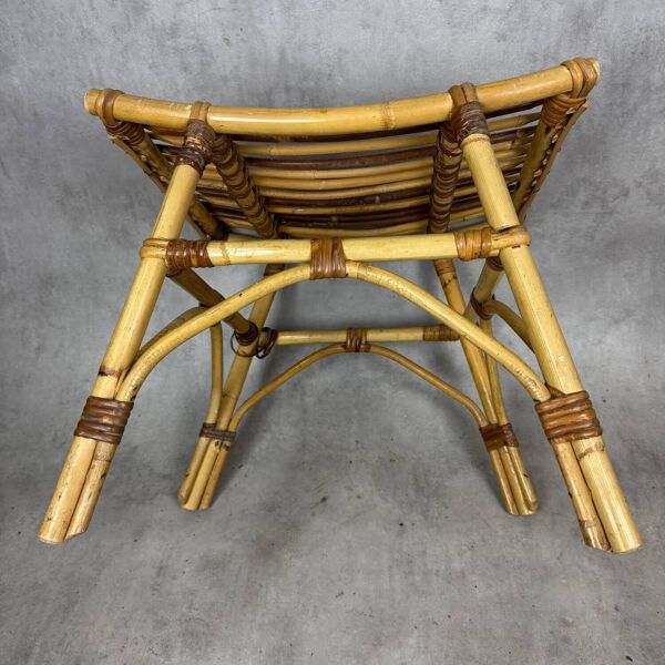 Tabouret en rotin des années 70 du sud de la France