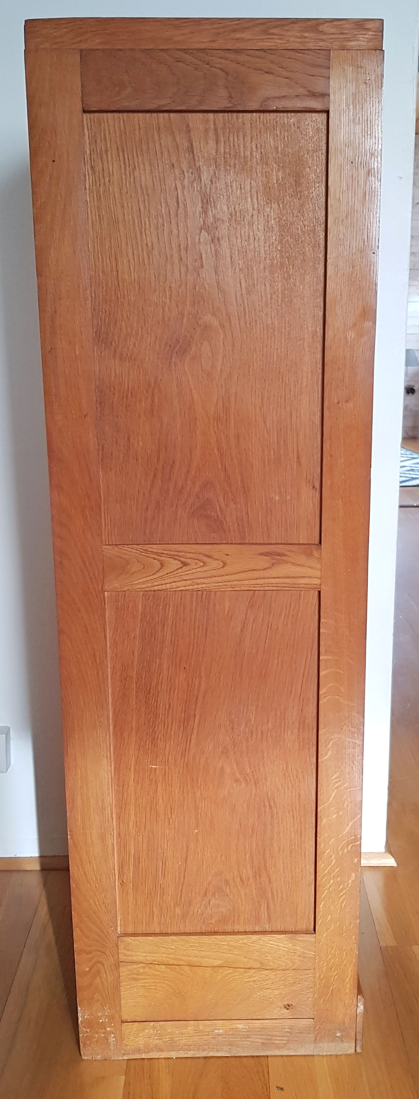 Rolling curtain filing cabinet in vintage oak