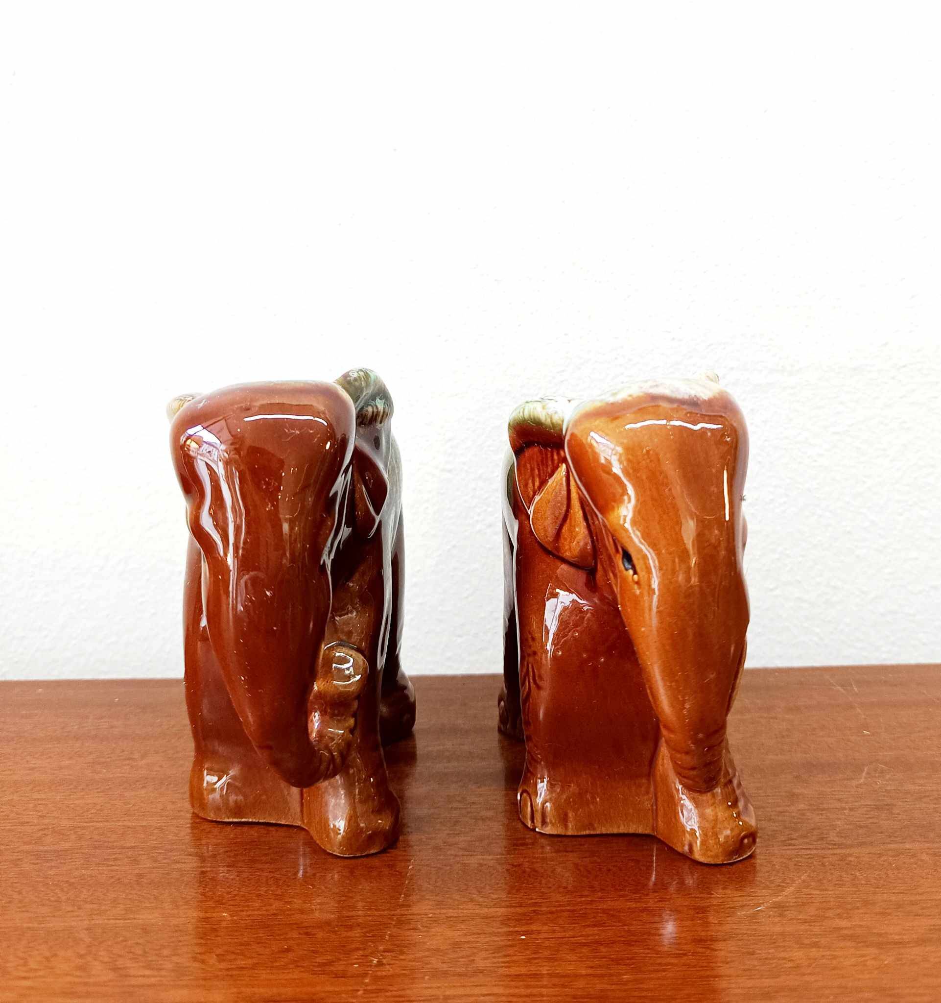 Pair of vintage ceramic elephant vases