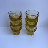 Lot de 6 verres à liqueur en verre jaune années 70