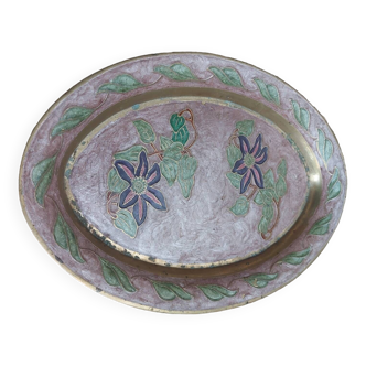 Oval tray in cloisonné enamel signed A Schelde