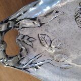 Pewter dish with roses and butterfly
