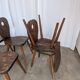 8 chaises brutalistes vintage en bois