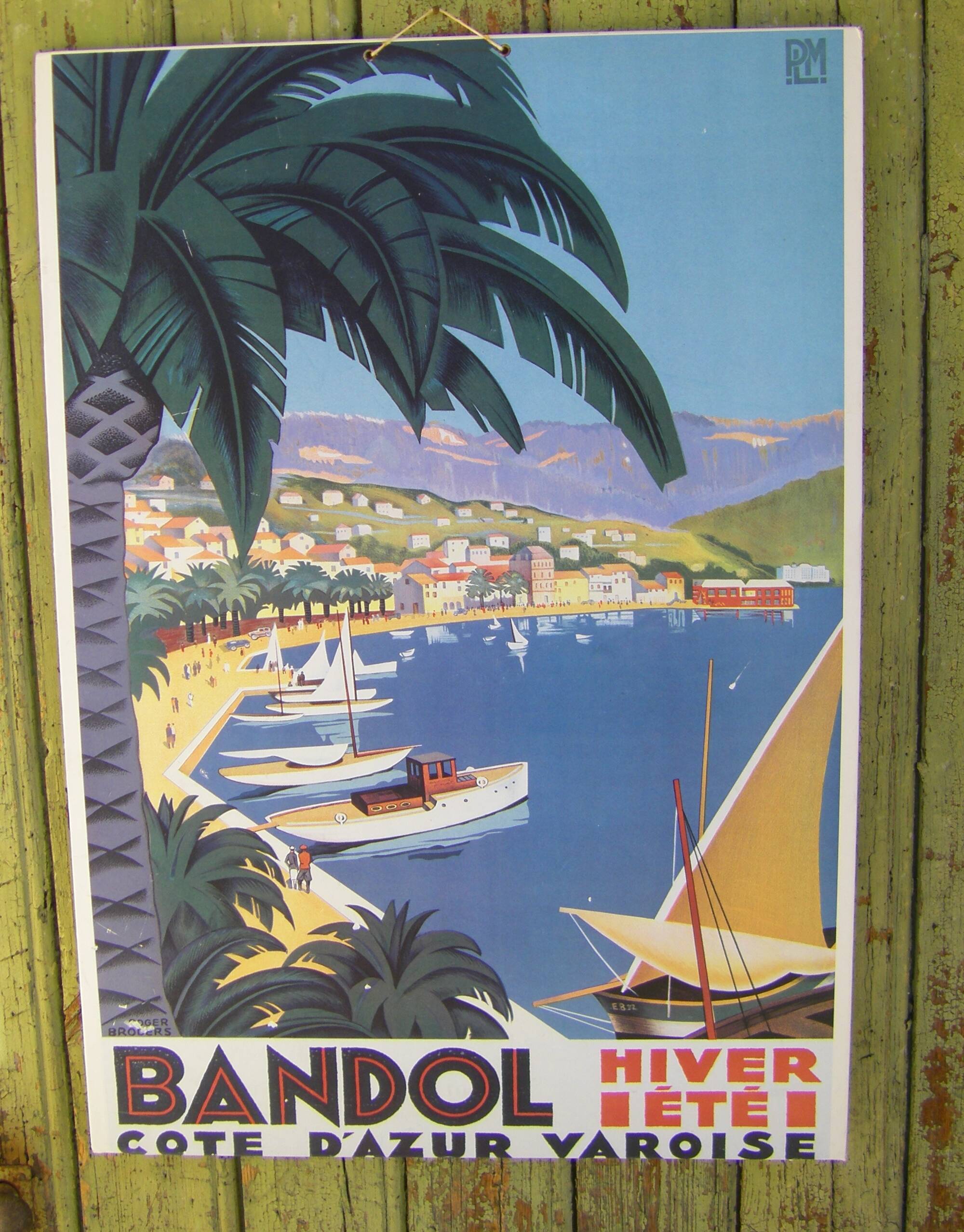 Carton publicitaire "port de Bandol" 65.5 x 46