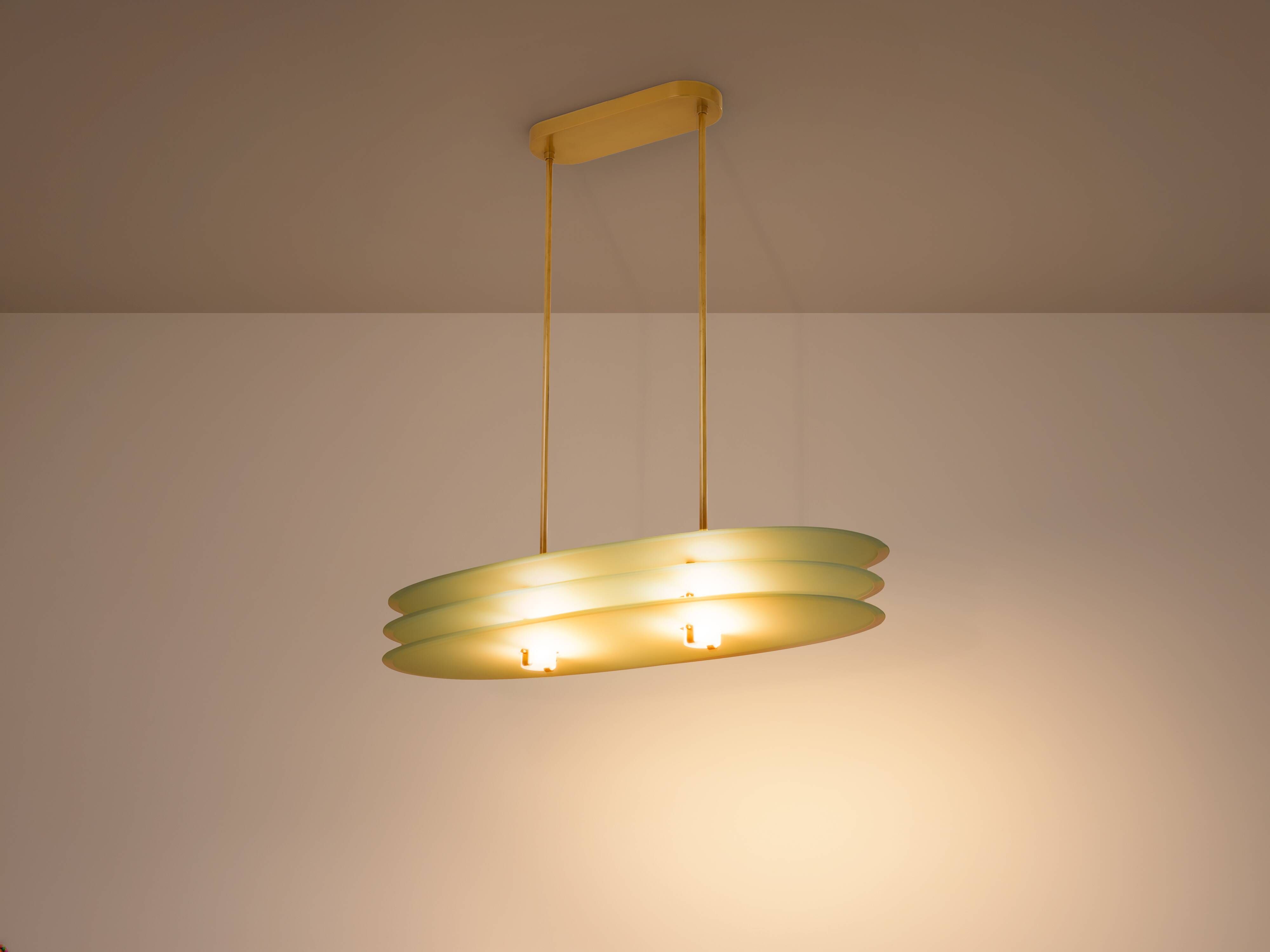 Ceiling light by Roberto Volonterio and Cesare Benedetti, brass and glass, 1980.