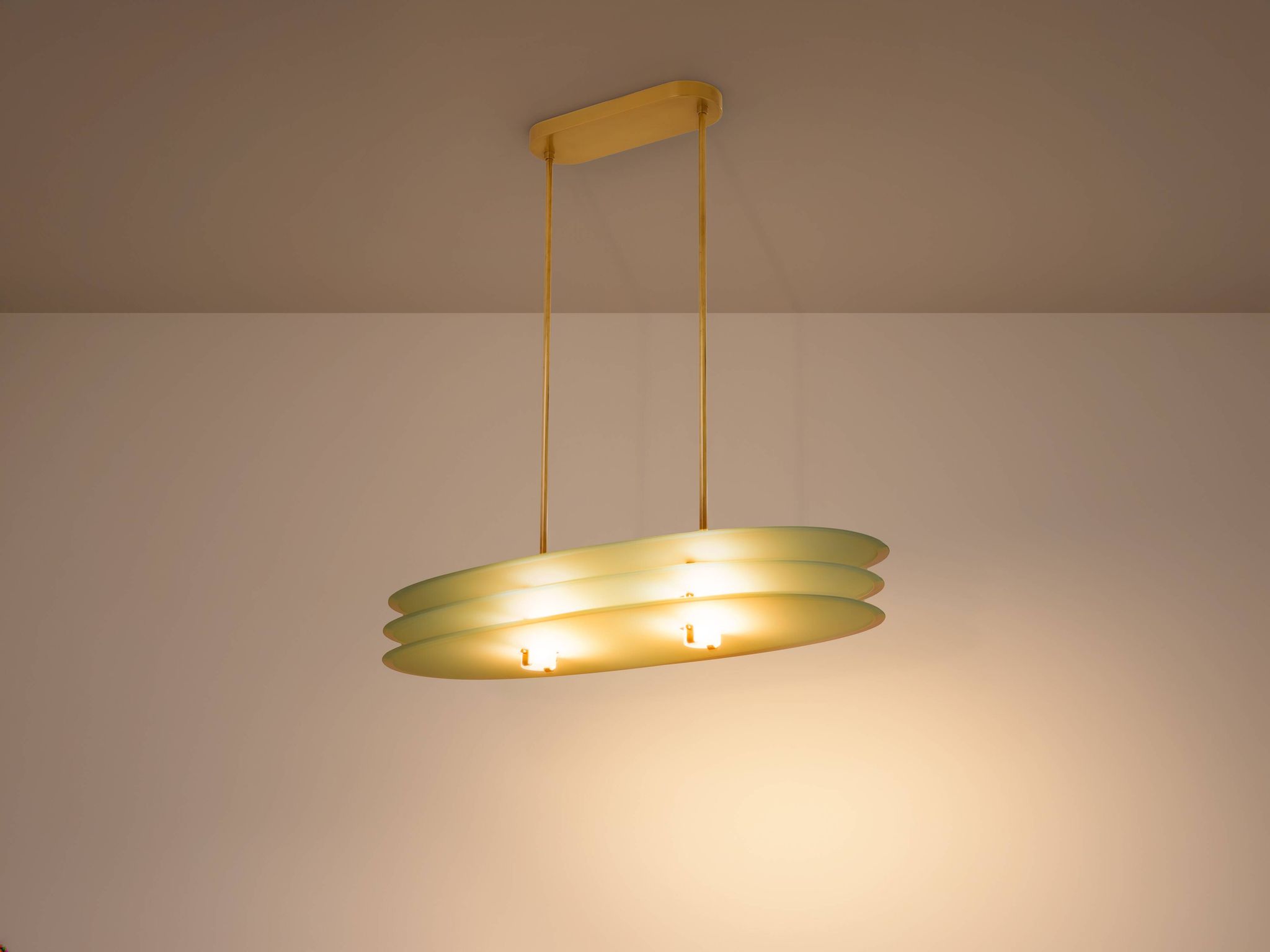 Ceiling light by Roberto Volonterio and Cesare Benedetti, brass and glass, 1980.