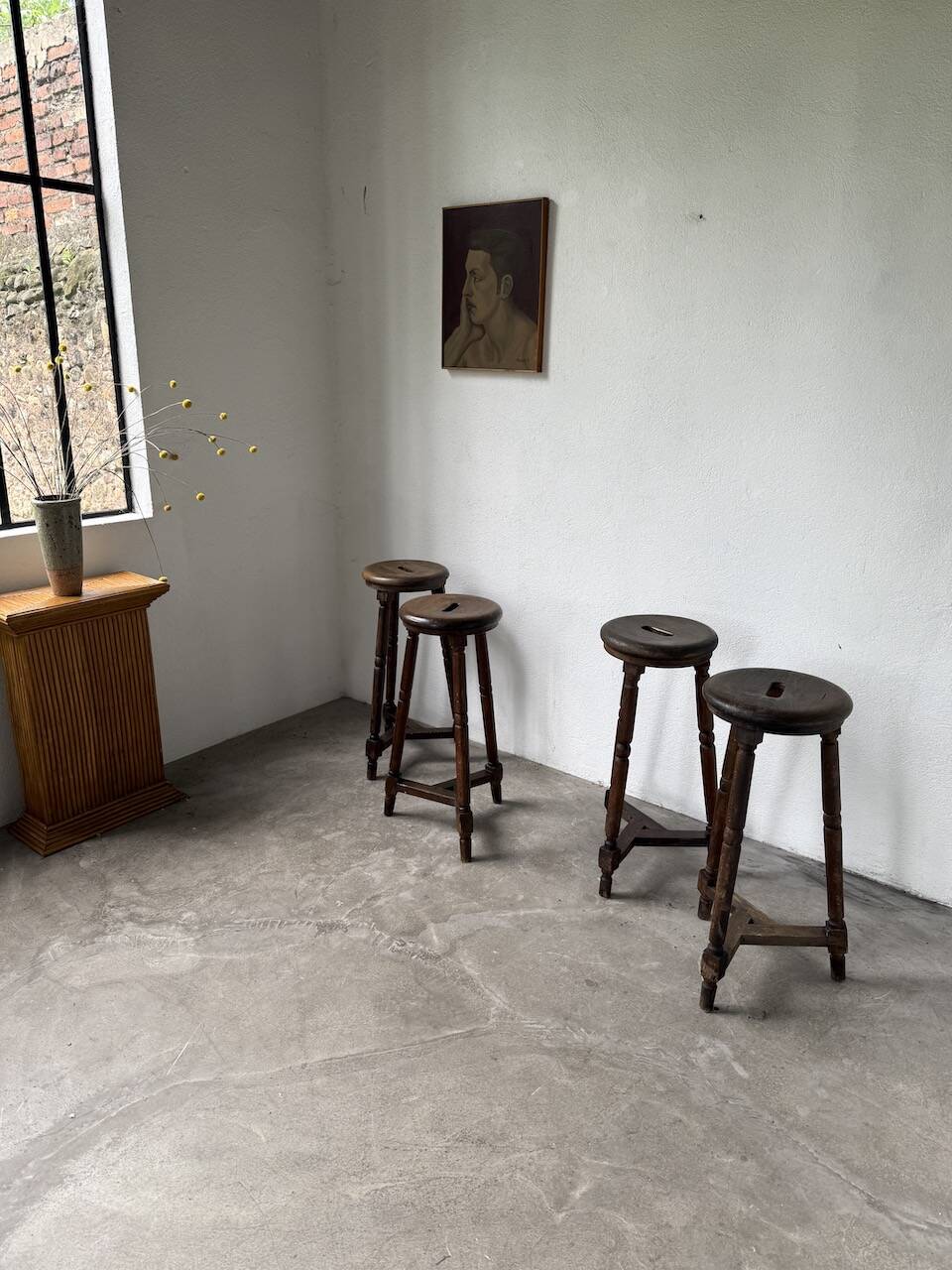 Oak bistro stools 1950