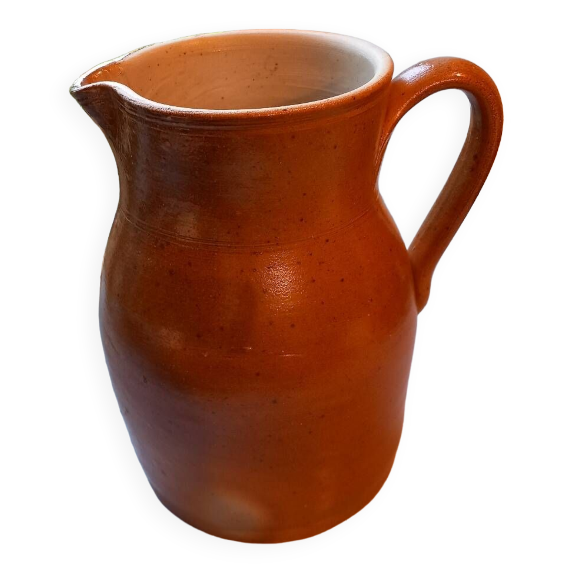 Large old pitcher/milk pot in glazed terracotta