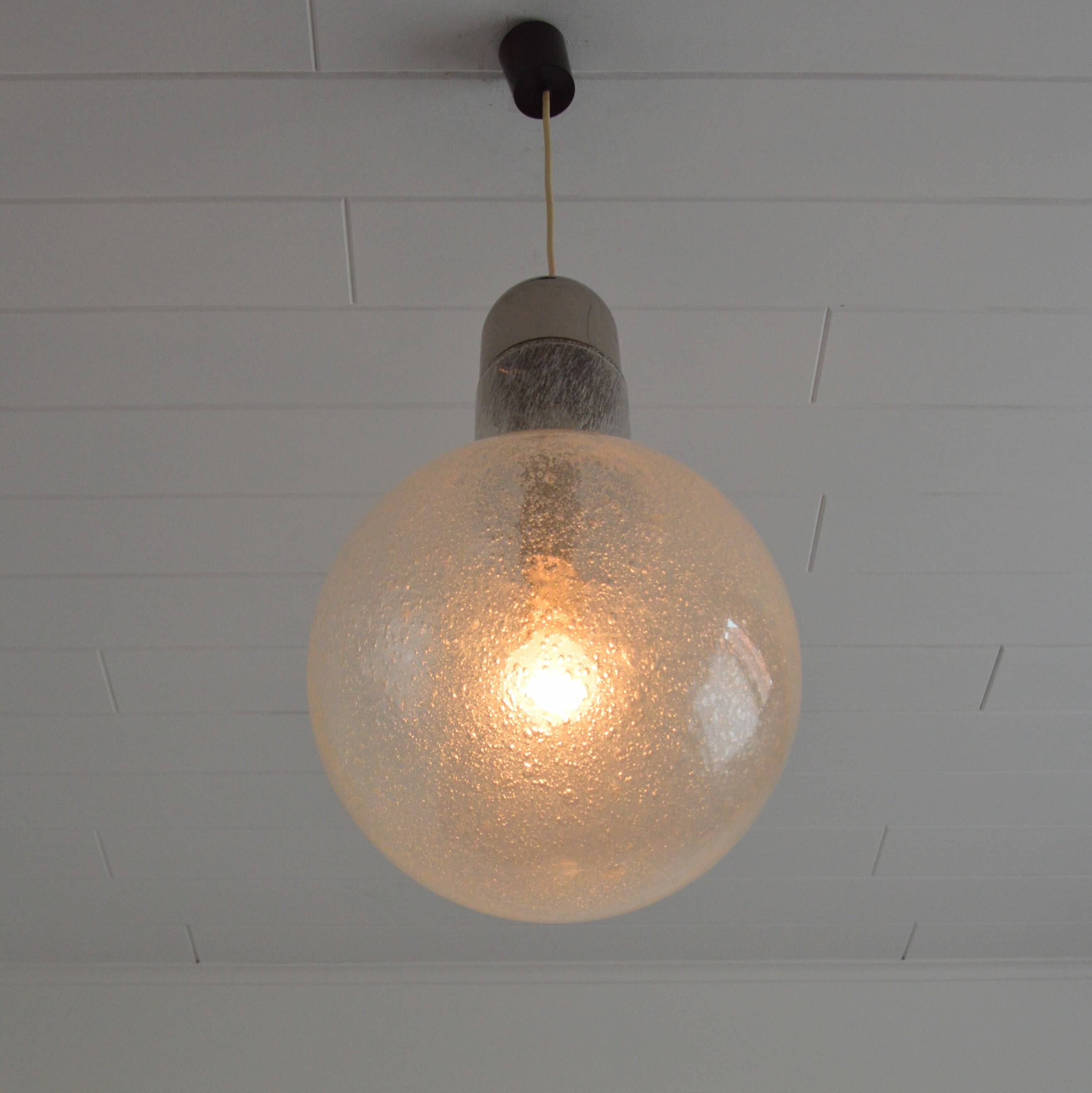 Vintage 1970s Peill and Putzler bubble glass pendant light