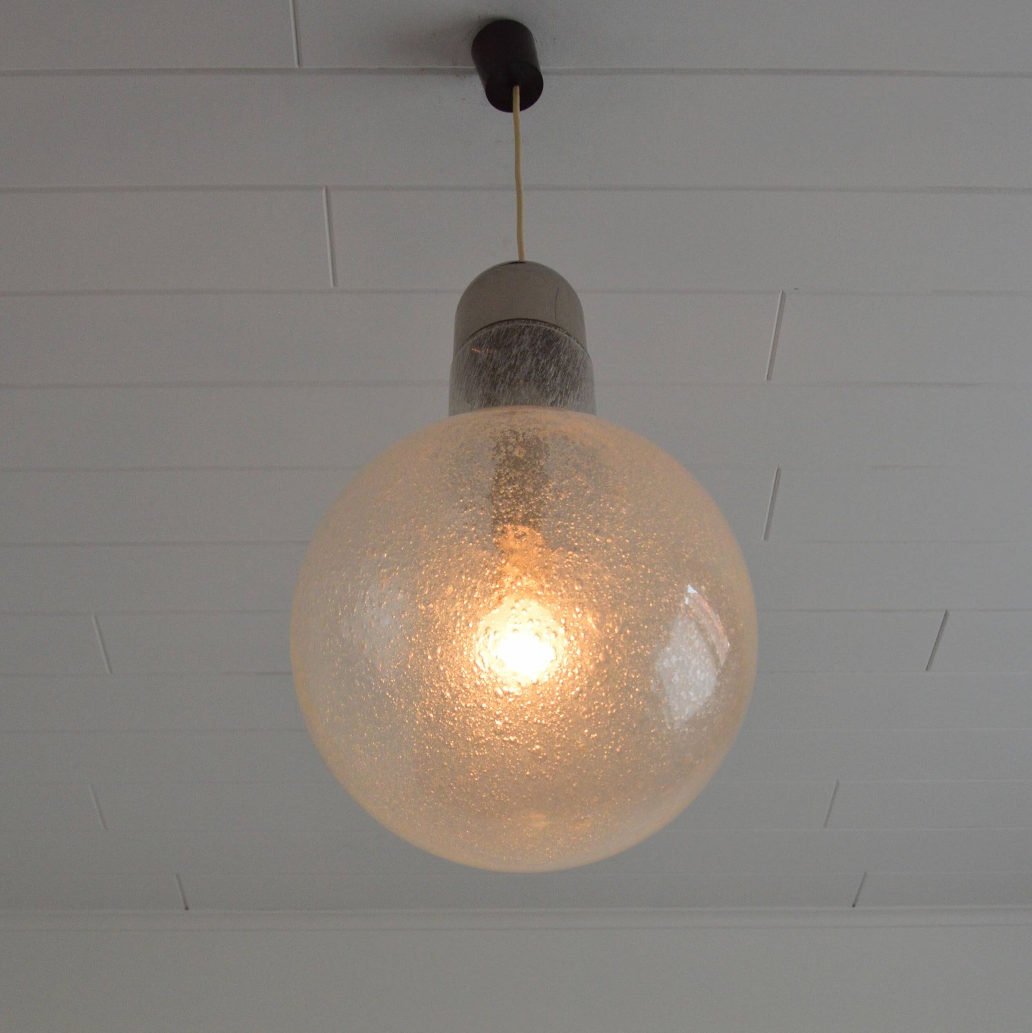 Vintage 1970s Peill and Putzler bubble glass pendant light