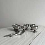 6 silver metal egg cups