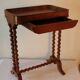 Pedestal table in wood and havana coloured leather tray