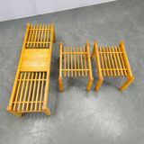 Set of Three Mid-Century Wooden Plant Stands, Czechoslovakia 1970s