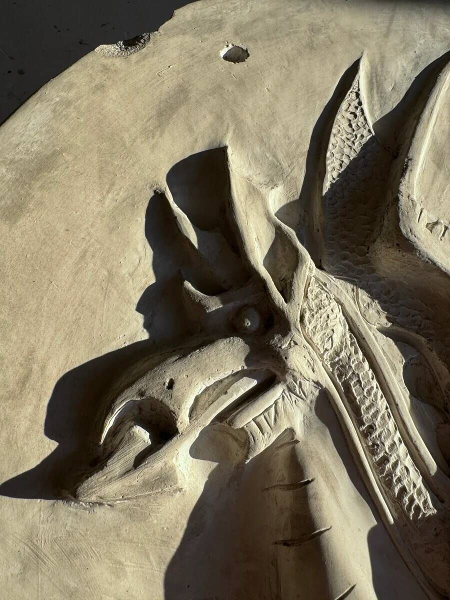 Plaster dragon by Walter De Buck