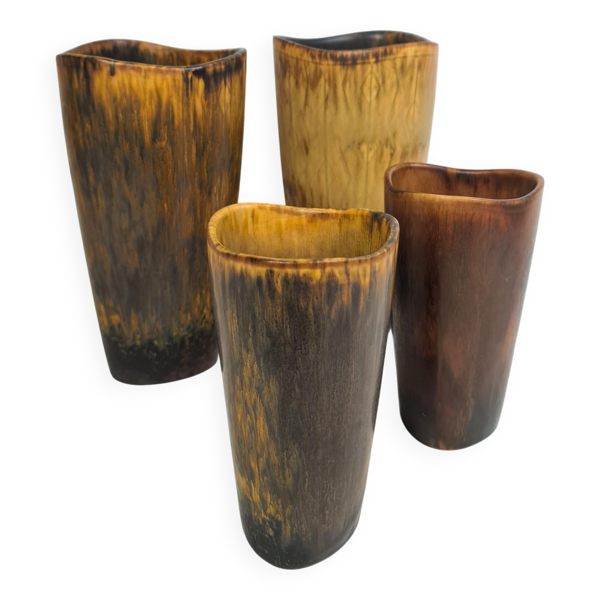 Set de 4 vases en céramique de style moderne du milieu du siècle Gunnar Nylund Rörstrand Suède