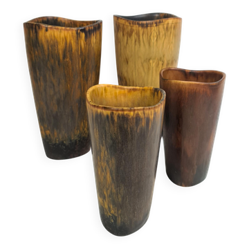 Set of 4 ceramic vases in mid-century modern style by Gunnar Nylund, Rörstrand, Sweden.