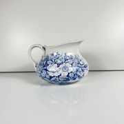 Chubby pitcher, old toilet jug KG Lunéville, blue flower pattern, late 19th to early 20th century.