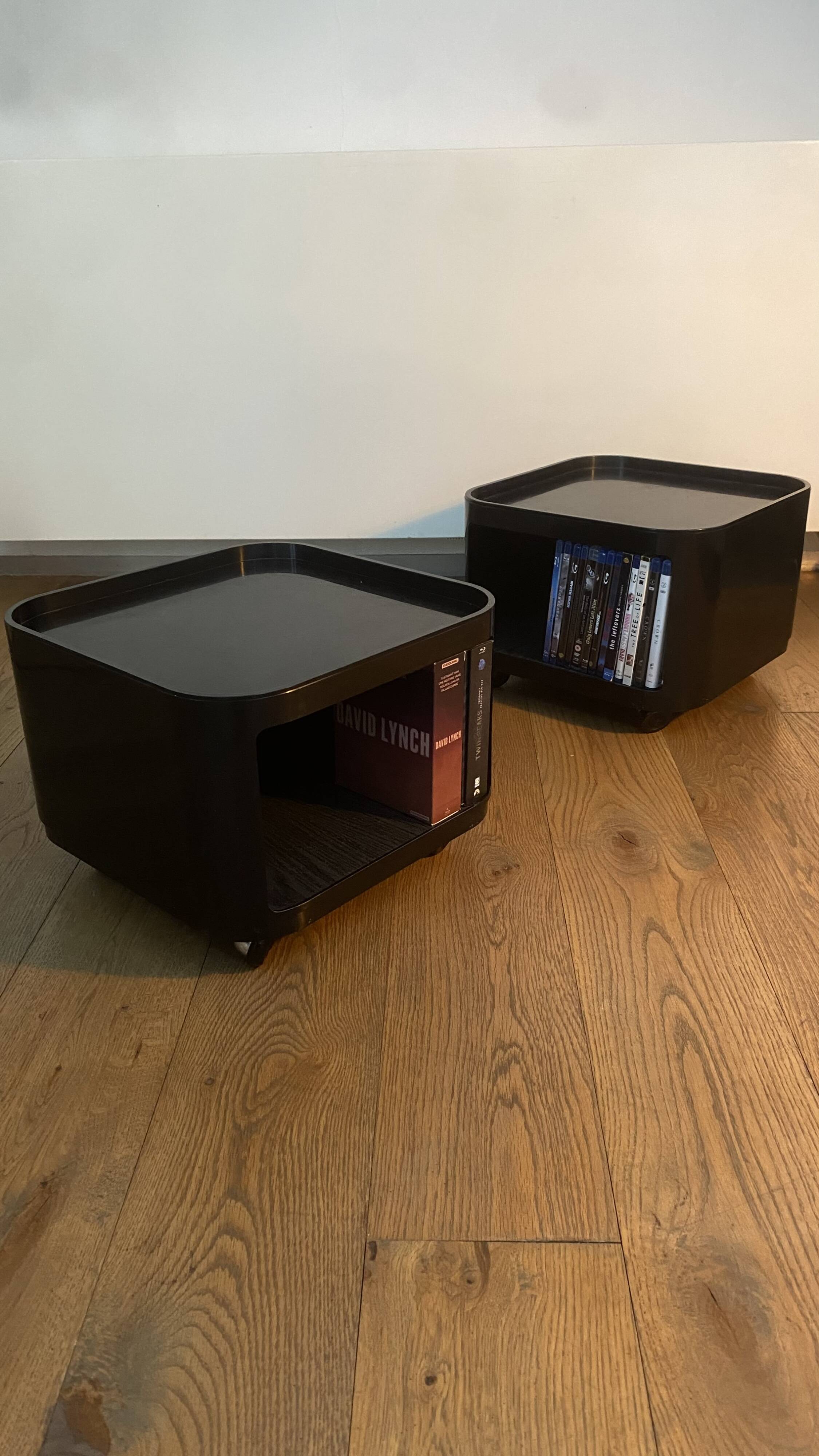 Anna Castelli pair of black Componibili night tables