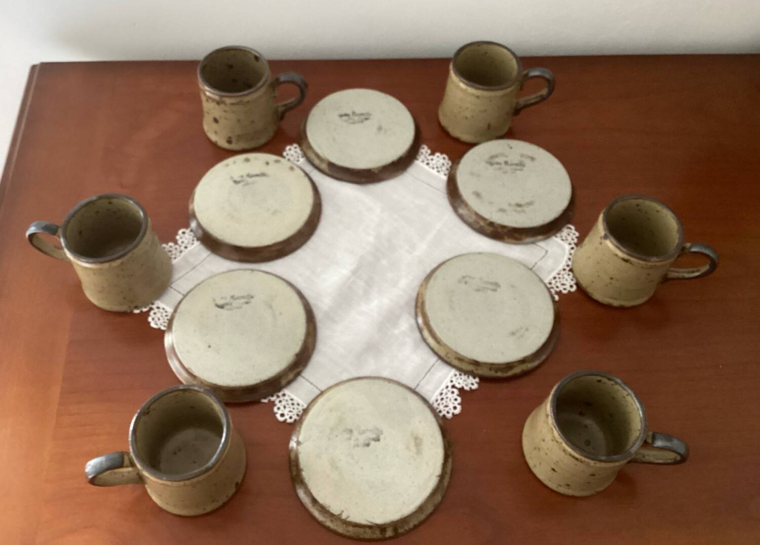 Stoneware Rocaille Cups and Saucers
