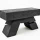 Sculptural Hardwood Stool, Side Table, Charred Wood, Hand-Carved, Logniture