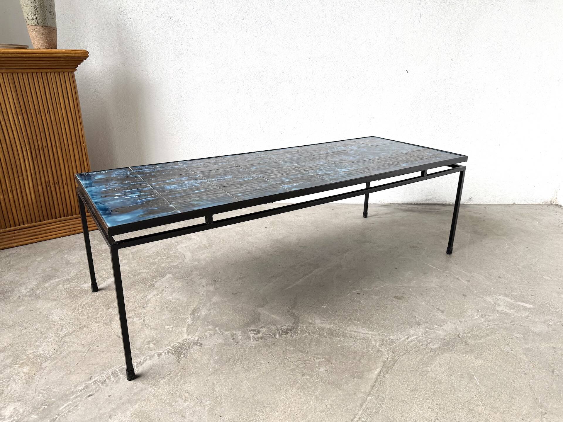 Metal and ceramic coffee table by J. Belarti, circa 1970