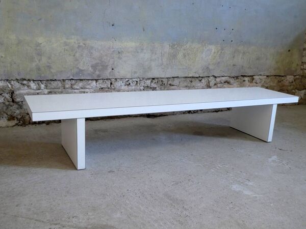 grande table basse en formica blanc, 1980